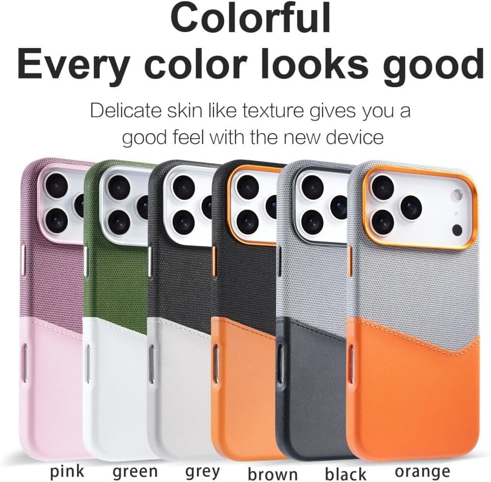 Teklito Dual Layer Design Combines Leather and Woven Fabric, Premium Protective Case Compatible with iPhone 17 Pro Max, Metal Frame to Protect Camera Lens. 4