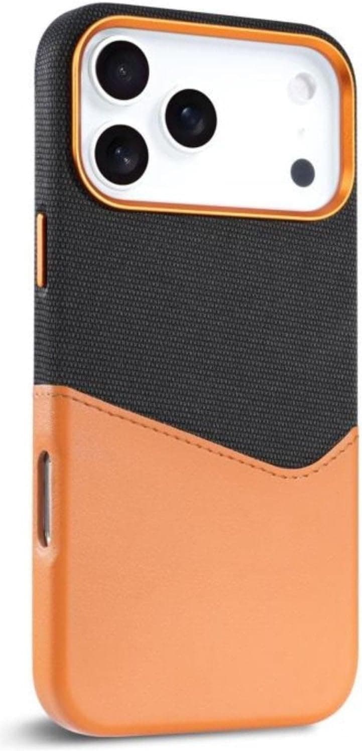 Teklito Dual Layer Design Combines Leather and Woven Fabric, Premium Protective Case Compatible with iPhone 17 Pro Max, Metal Frame to Protect Camera Lens. 3