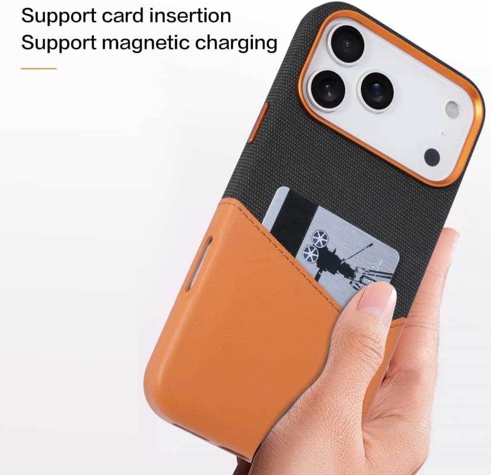 Teklito Dual Layer Design Combines Leather and Woven Fabric, Premium Protective Case Compatible with iPhone 17 Pro Max, Metal Frame to Protect Camera Lens. 2