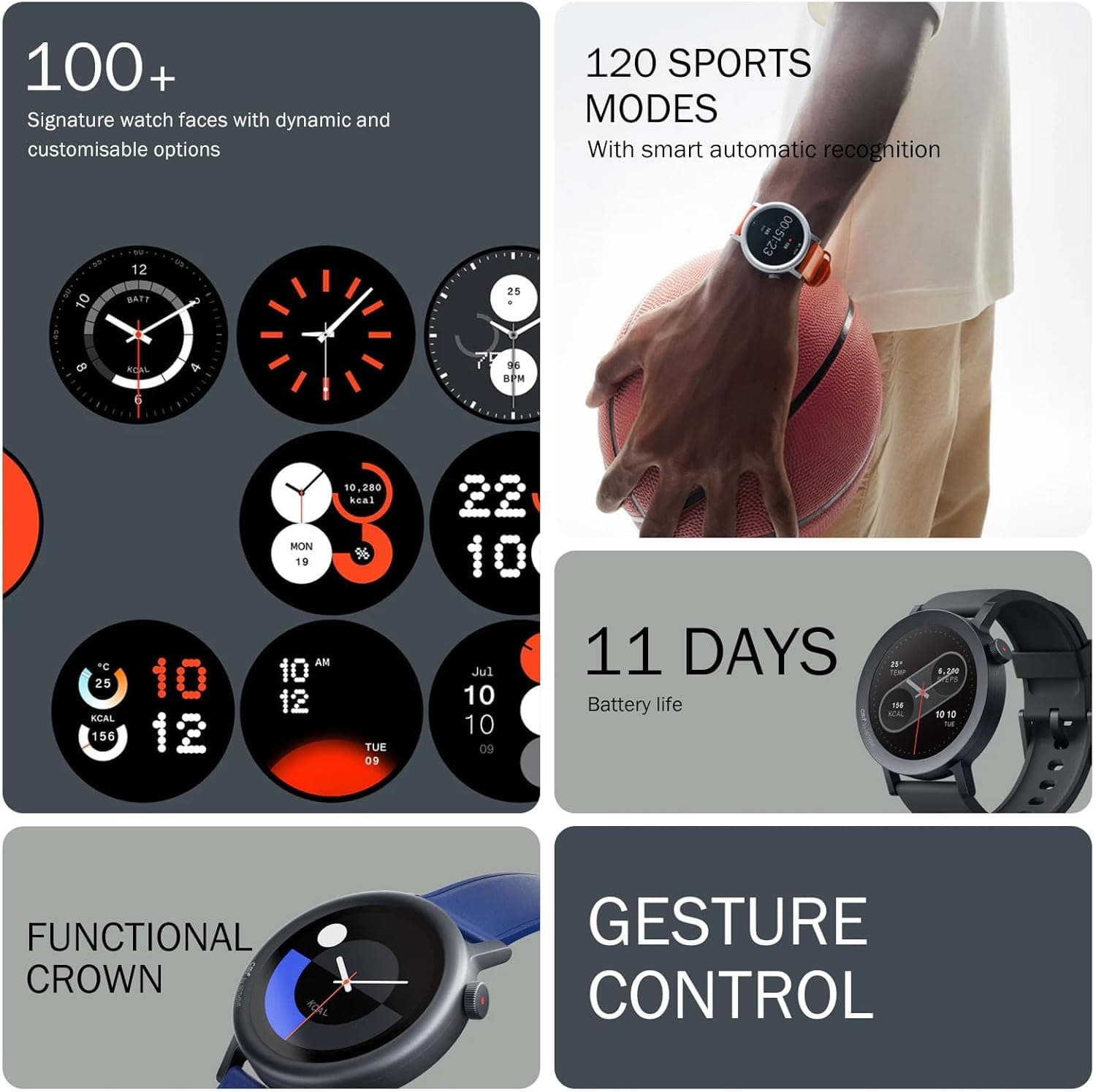 CMF WATCH PRO 2 Smartwatch, Heart Rate Fitness Tracker, 120 Sports Modes, AI Noise-Reduction Bluetooth Call, IP68 Waterproof GPS, for Android and iOS, Dark Gray 2