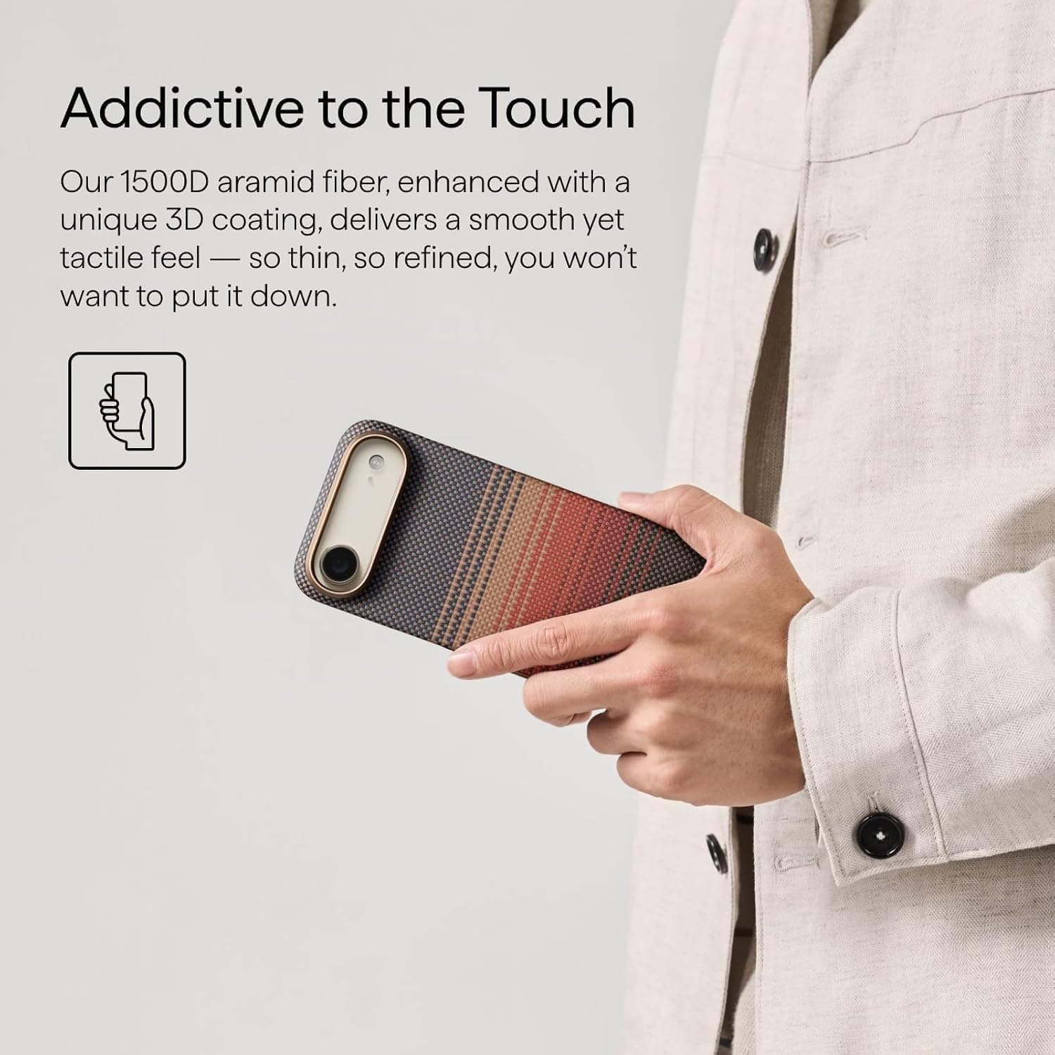 Teklito Luxury Carbon Fiber Aramid Phone Case compatible for iPhone 17 Air, 6.5-Inch Ultra-Thin Shockproof Protective Cover, Lightweight Anti-Scratch Slim Design Sunset gold 3